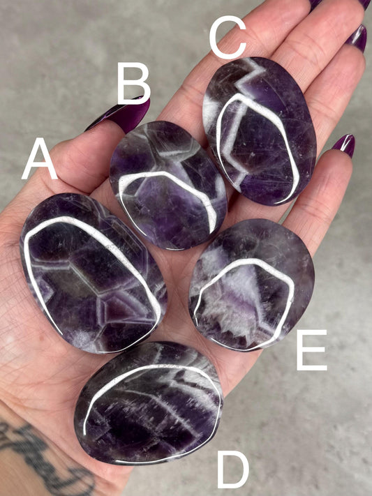 Dream Amethyst Palmstone Crystal Carvings