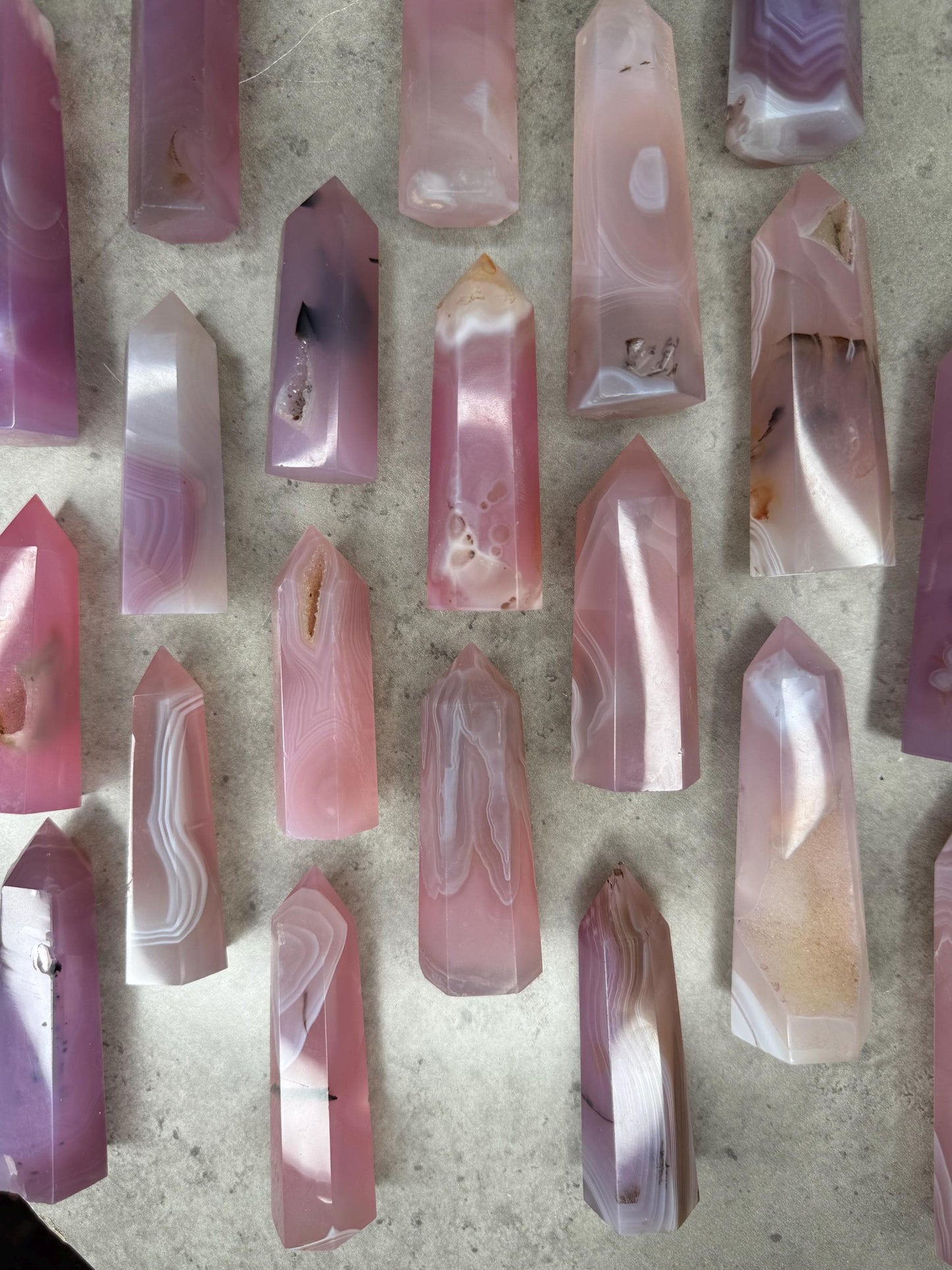 Pink Jelly Agate Tower: Druzy Crystal Point