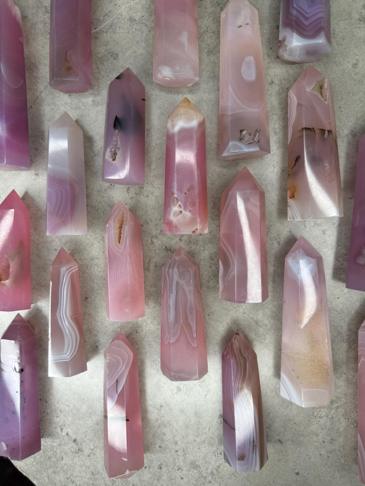 Pink Jelly Agate Tower: Druzy Crystal Point