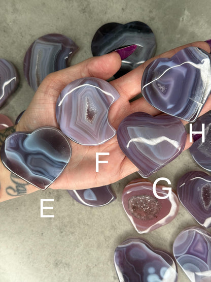 Pink Jelly Agate Heart Crystal Carving: Druzy Crystal carvings
