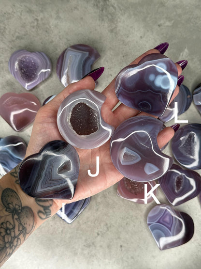 Pink Jelly Agate Heart Crystal Carving: Druzy Crystal carvings