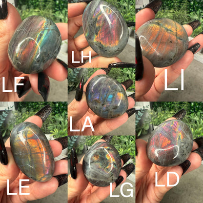 AAA Labradorite Crystal Palmstones Super Flashy