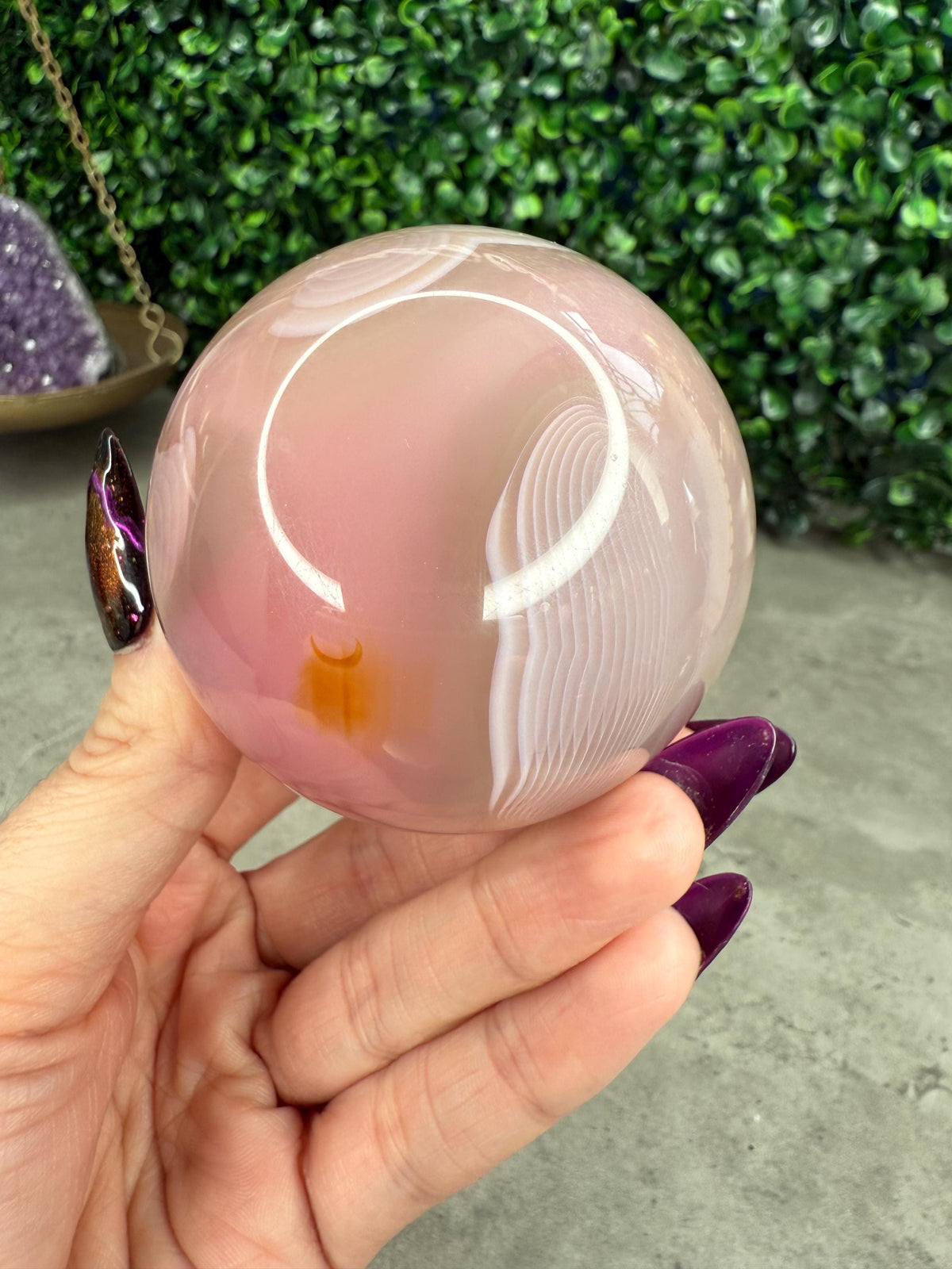 Pink Jelly Agate Crystal Spheres
