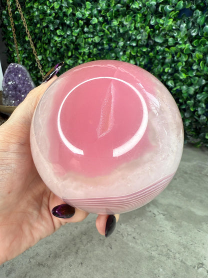 Pink Jelly Agate Crystal Spheres