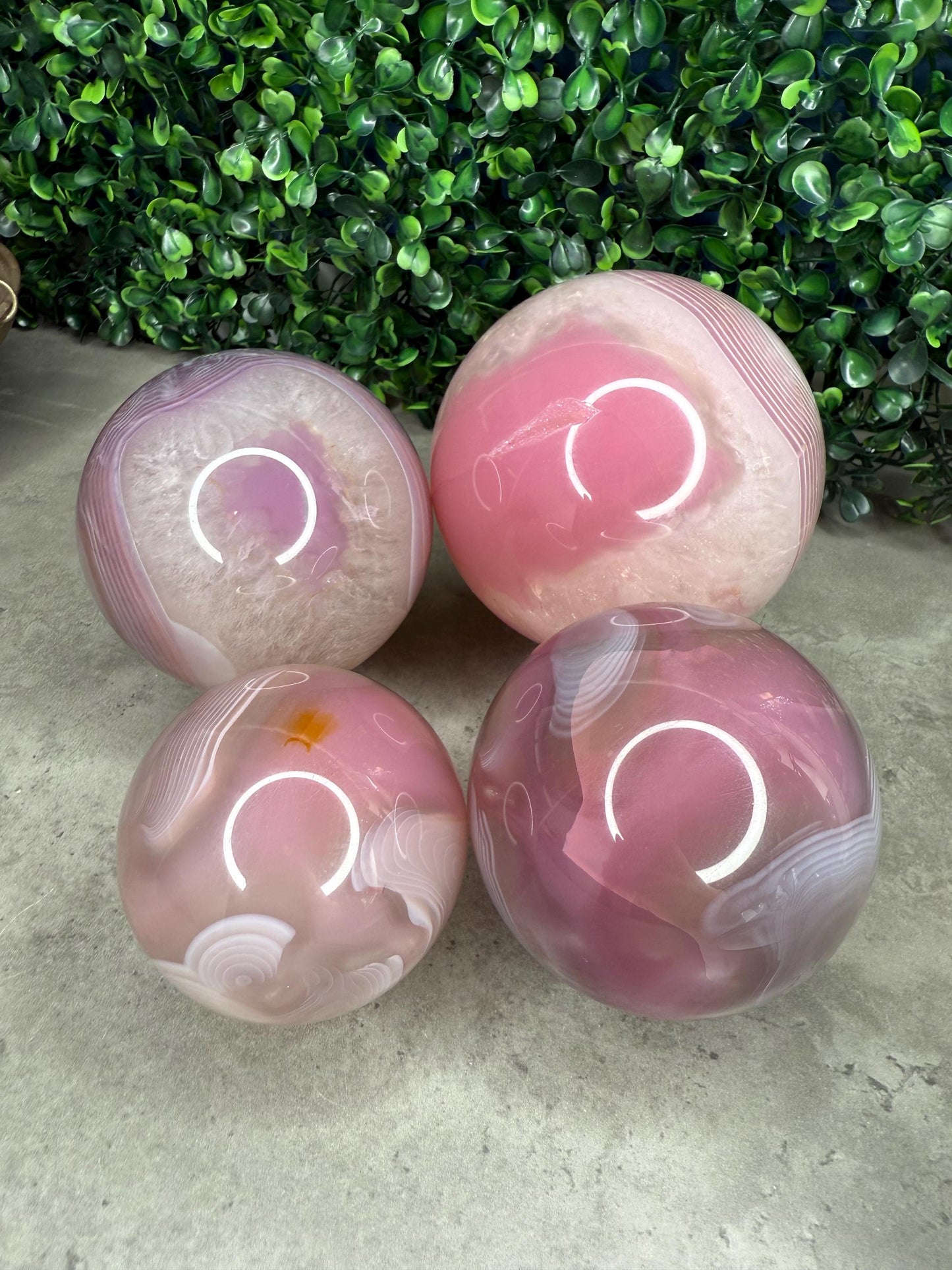Pink Jelly Agate Crystal Spheres