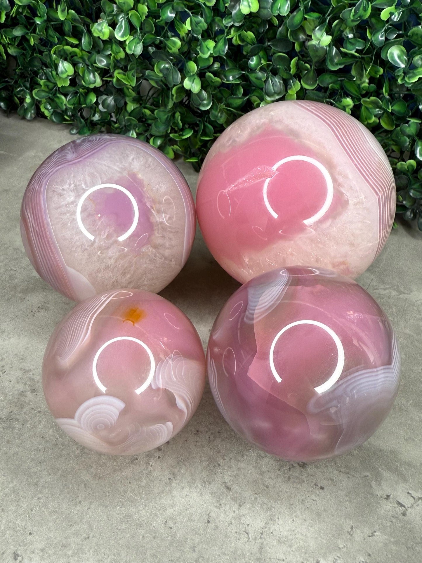 Pink Jelly Agate Crystal Spheres