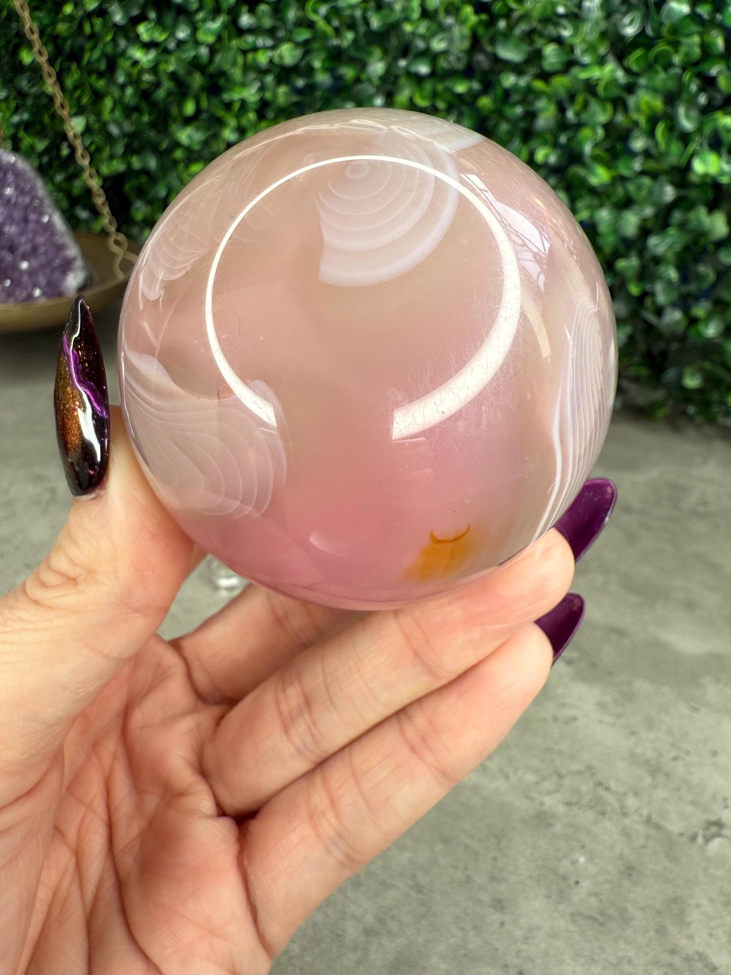 Pink Jelly Agate Crystal Spheres