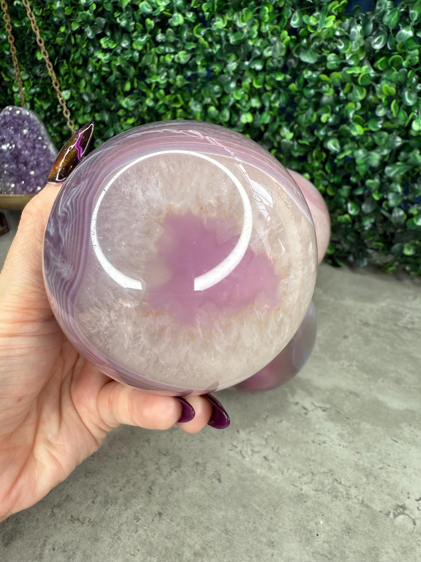 Pink Jelly Agate Crystal Spheres