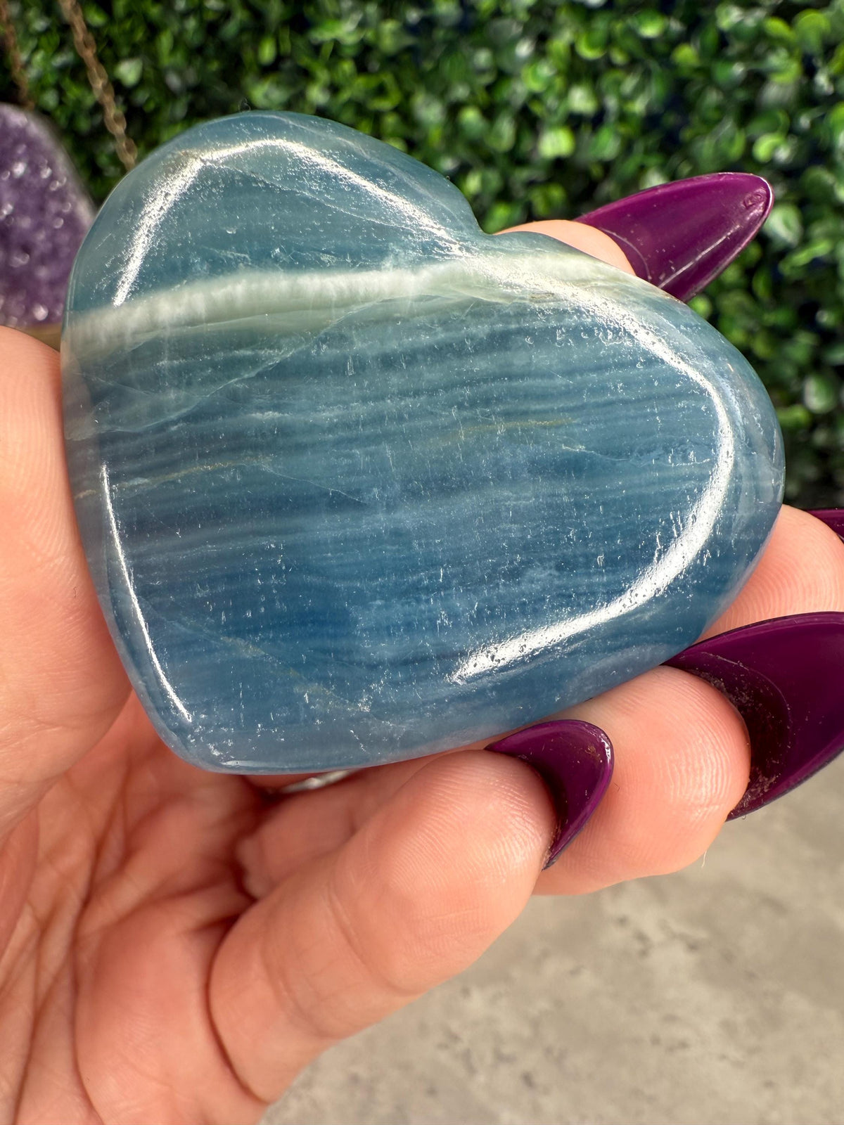 Blue Onyx Heart Crystal Carvings