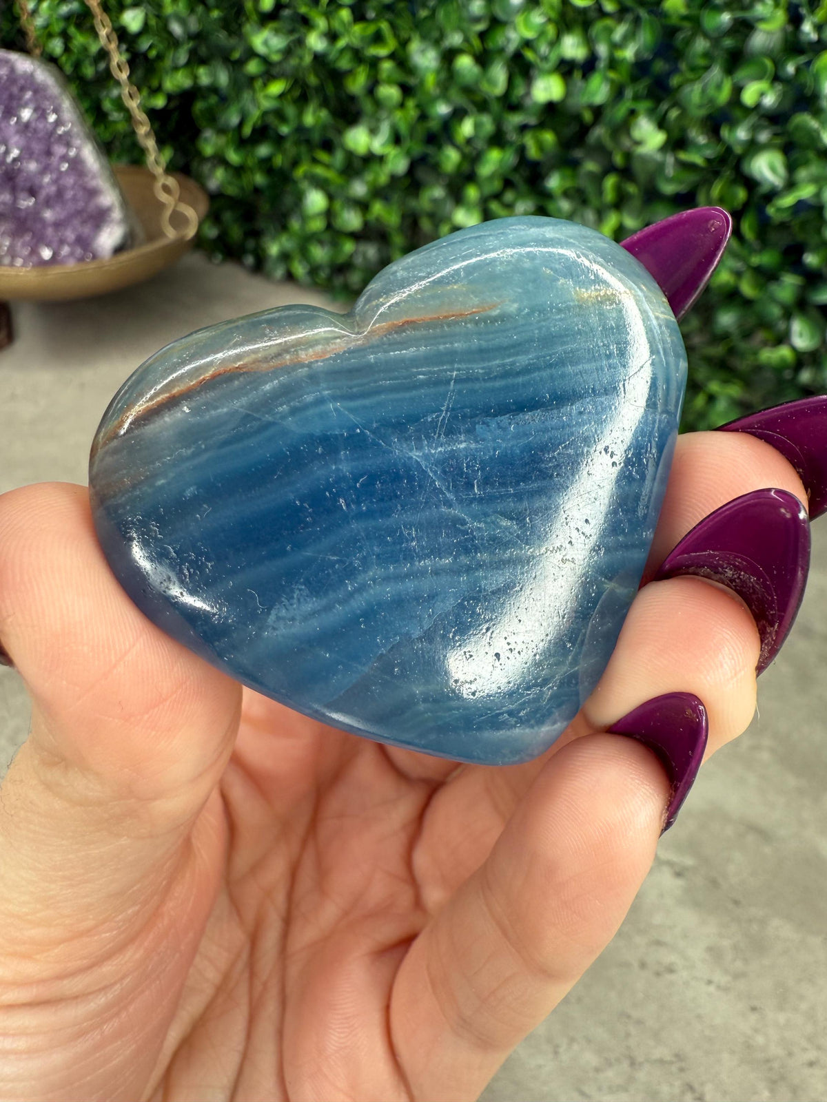 Blue Onyx Heart Crystal Carvings