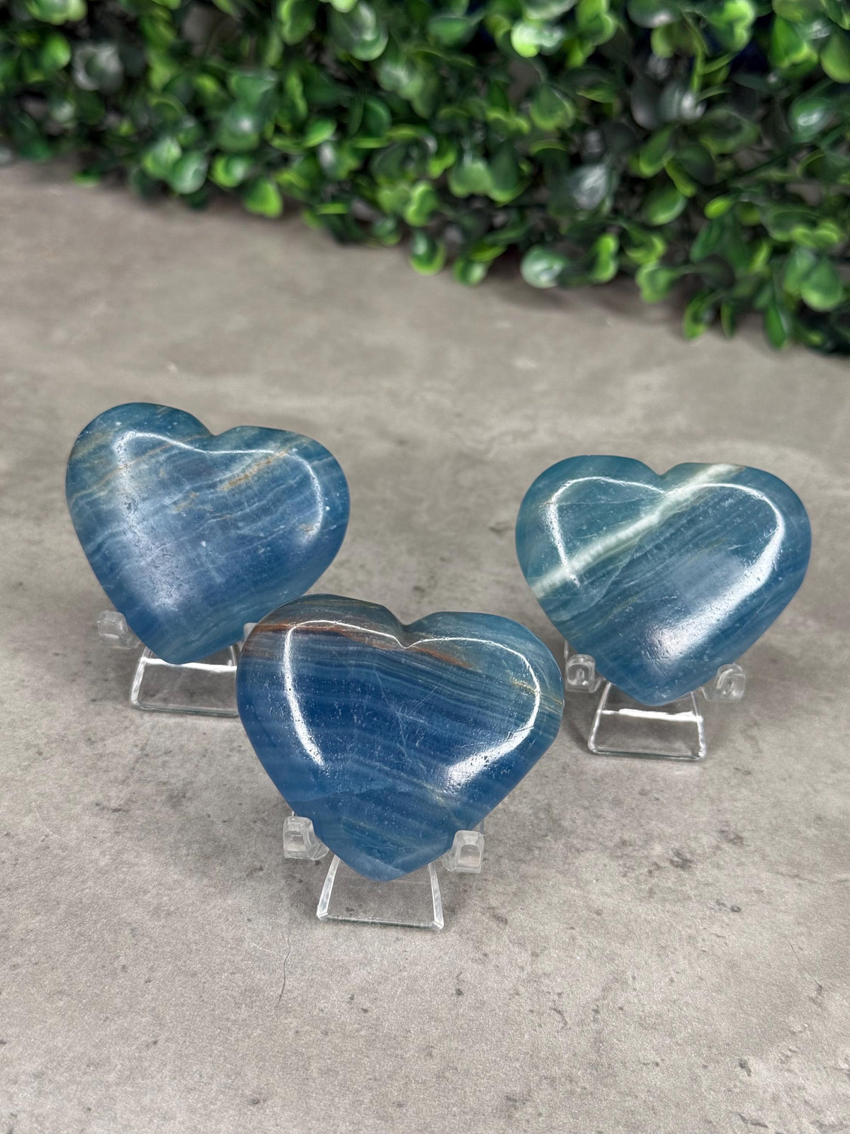 Blue Onyx Heart Crystal Carvings