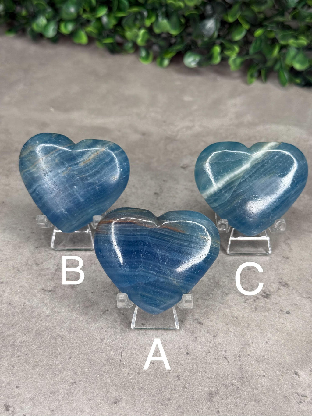 Blue Onyx Heart Crystal Carvings