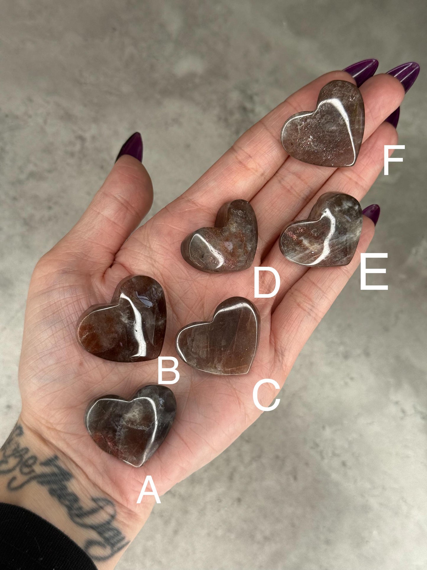 Mini Sunstone Heart Crystal Carvings
