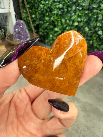 Golden Healer Heart Crystal Carvings