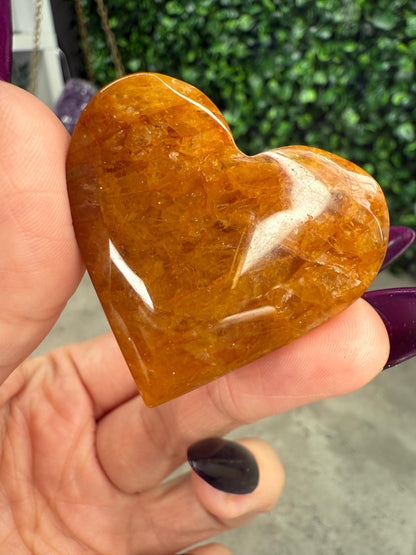 Golden Healer Heart Crystal Carvings