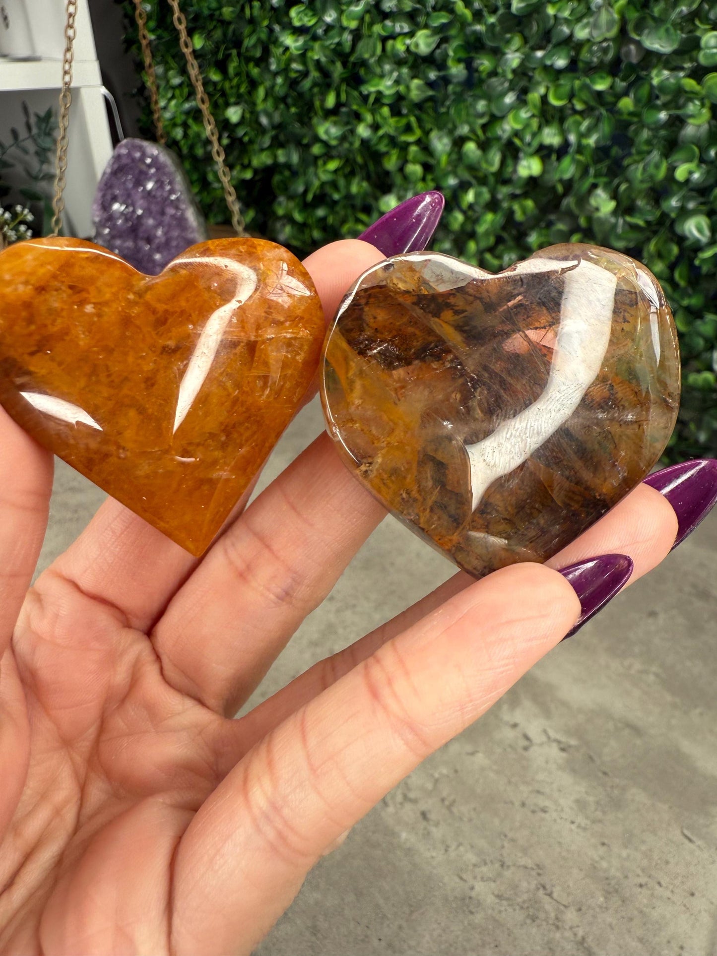 Golden Healer Heart Crystal Carvings
