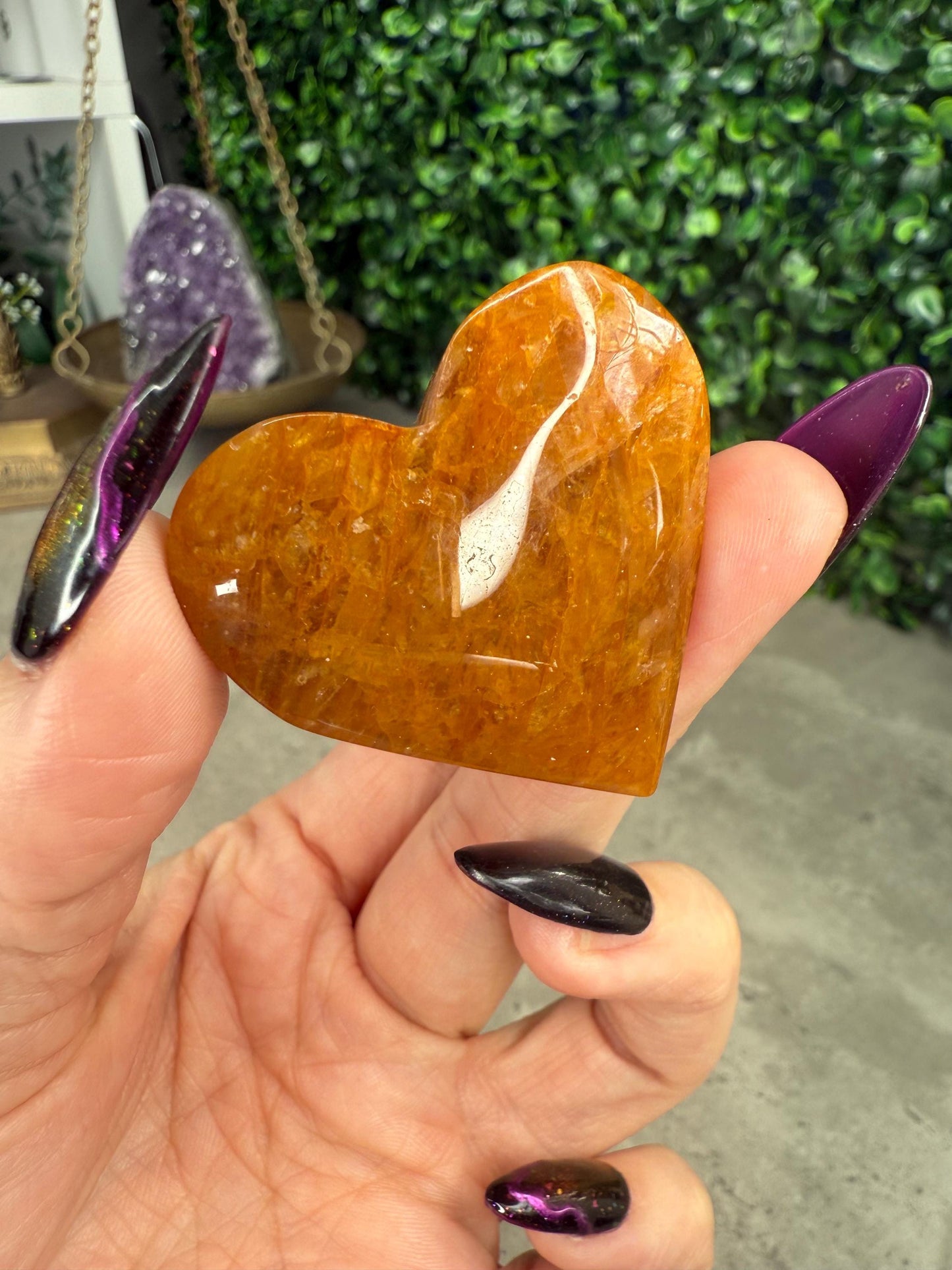 Golden Healer Heart Crystal Carvings