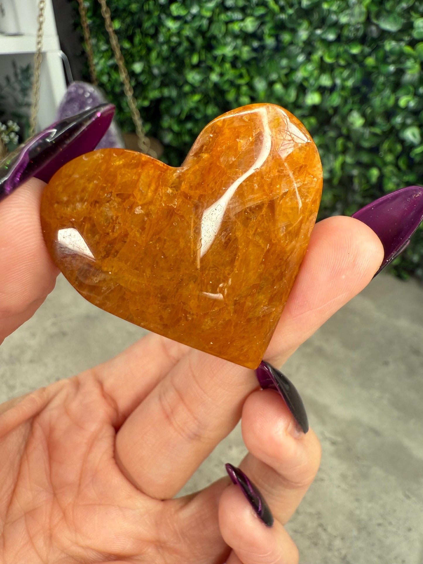 Golden Healer Heart Crystal Carvings