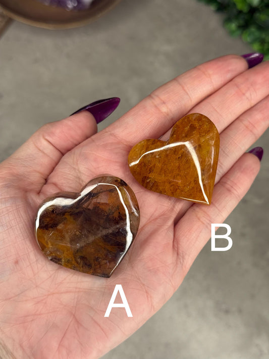 Golden Healer Heart Crystal Carvings