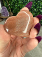 High Flash Peach Moonstone Heart with Gold Sunstone and Moonstone Flash