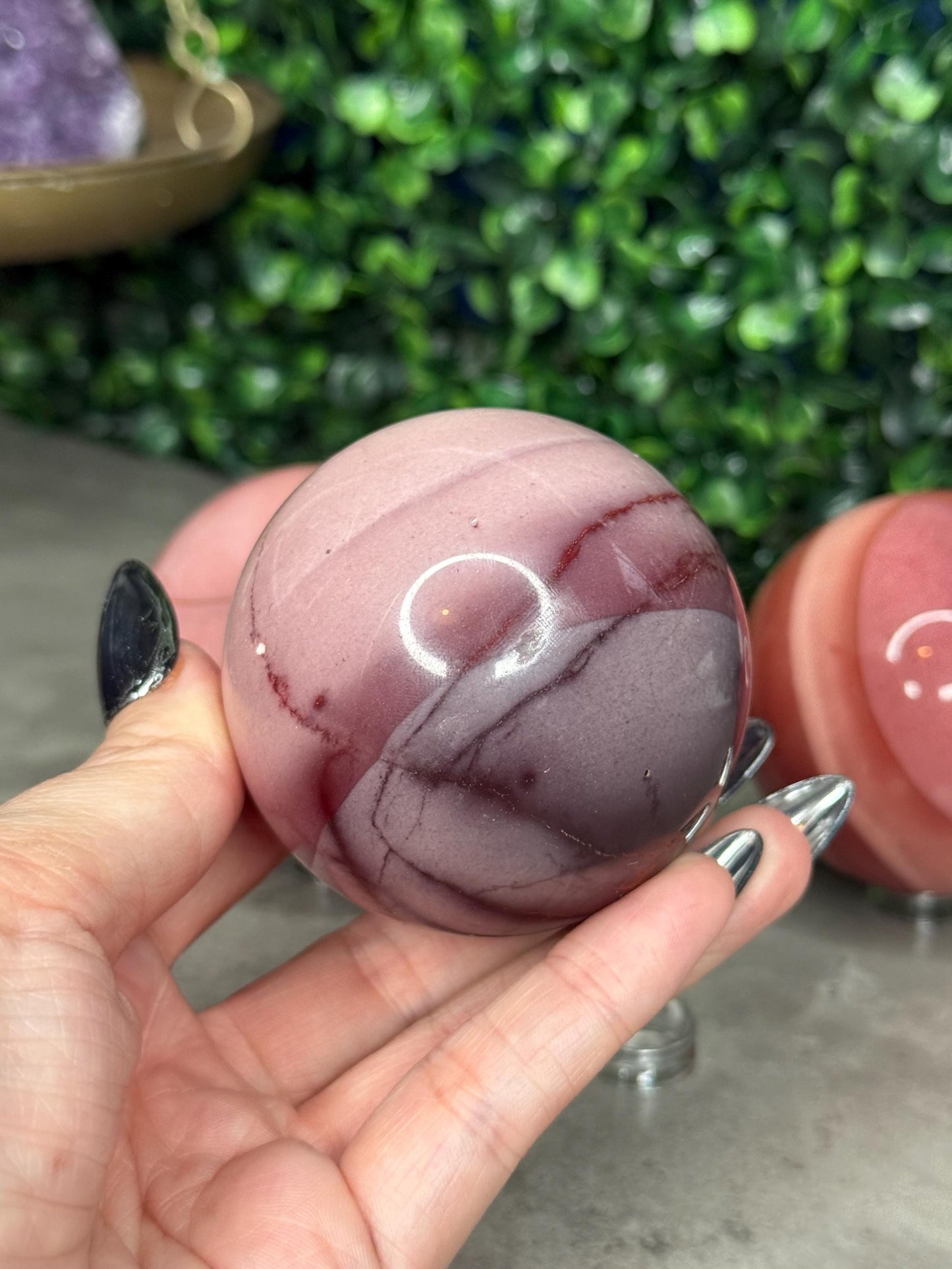 Pink Mookaite Crystal Spheres