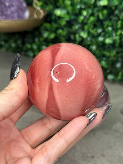Pink Mookaite Crystal Spheres