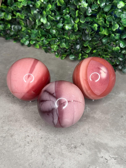 Pink Mookaite Crystal Spheres