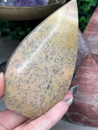 Pink Picture Jasper Teardrop Crystal Carvings