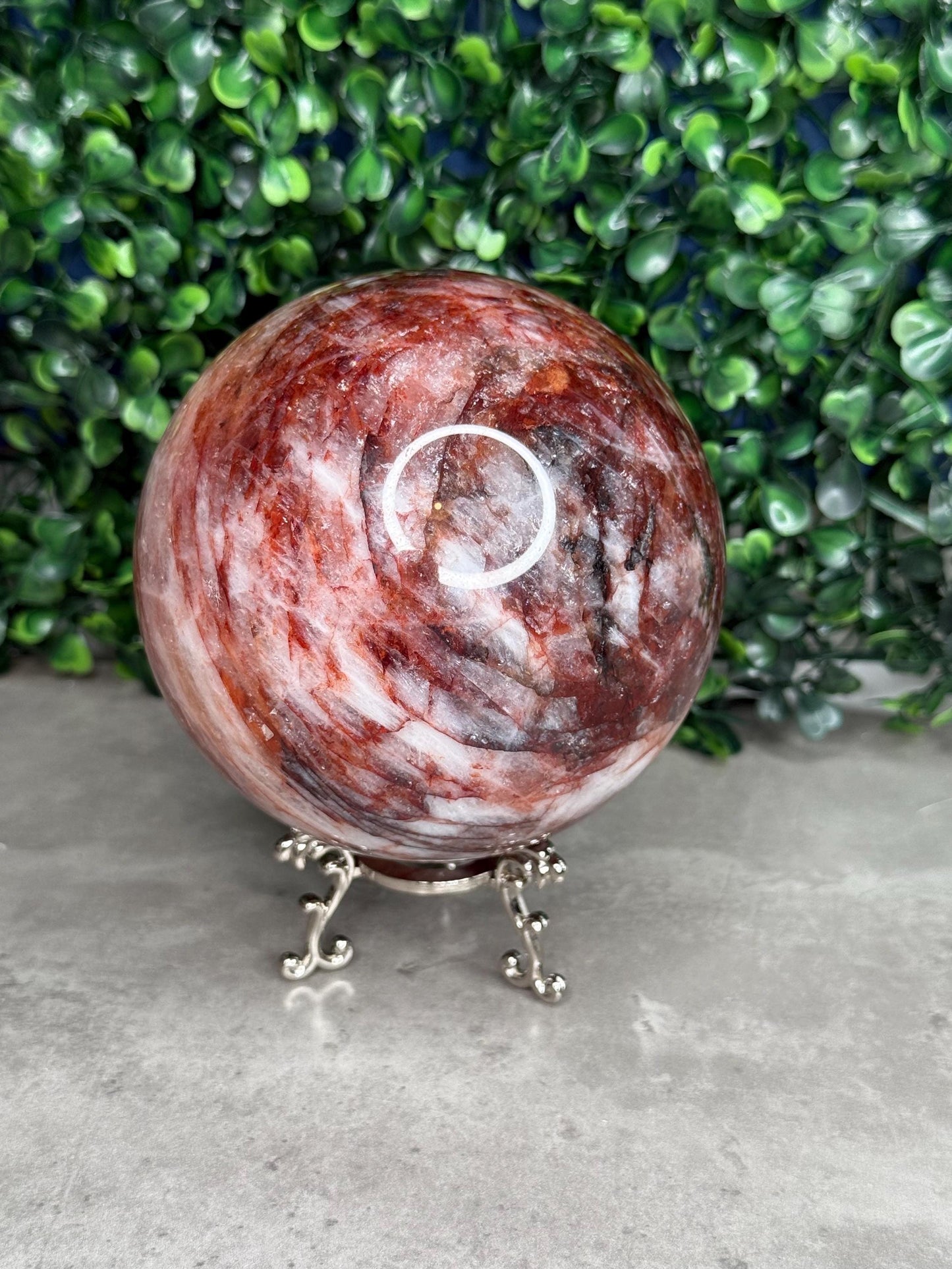 XL Flashy Fire Quartz Crystal Sphere Hematoid Quartz 100mm 1347g