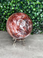 XL Flashy Fire Quartz Crystal Sphere Hematoid Quartz 100mm 1347g