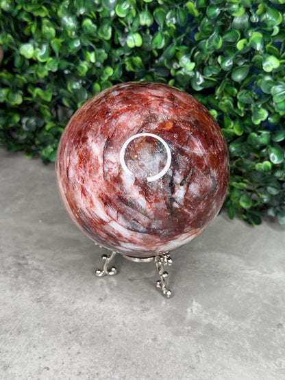 XL Flashy Fire Quartz Crystal Sphere Hematoid Quartz 100mm 1347g