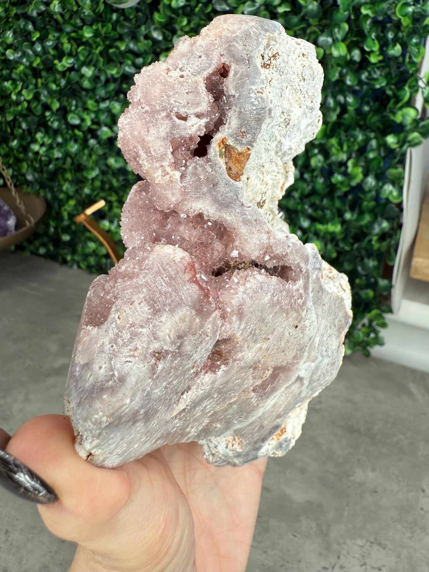 Brazilian Pink Amethyst Freeform with Gold Stand