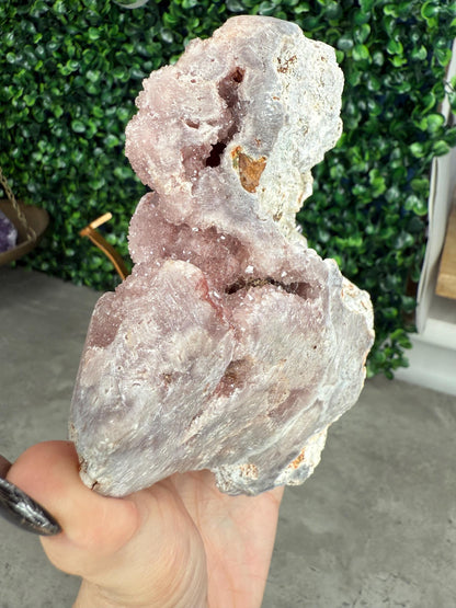 Brazilian Pink Amethyst Freeform with Gold Stand