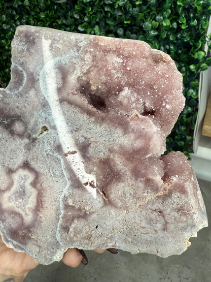 Brazilian Pink Amethyst Freeform with Gold Stand