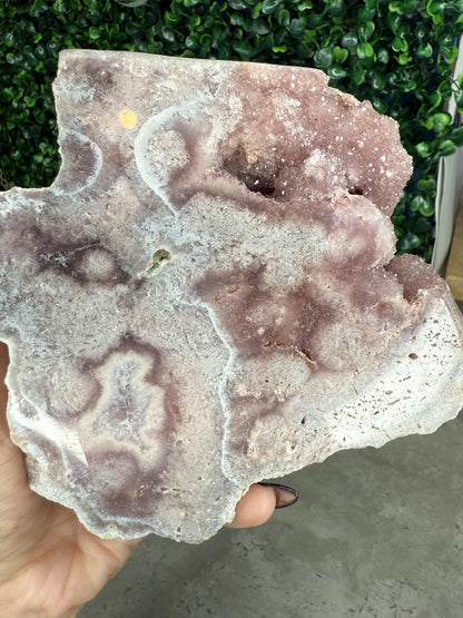 Brazilian Pink Amethyst Freeform with Gold Stand