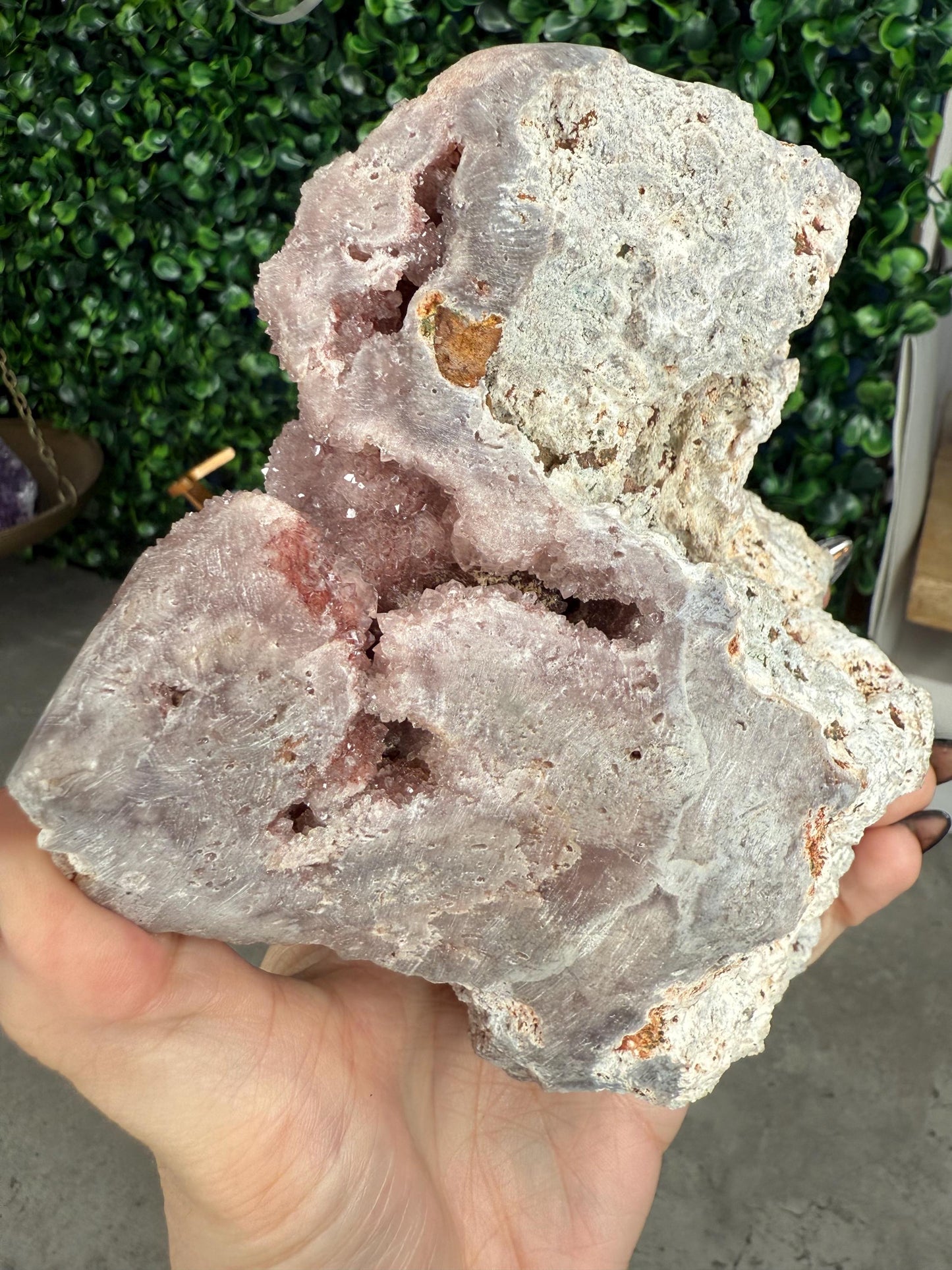 Brazilian Pink Amethyst Freeform with Gold Stand