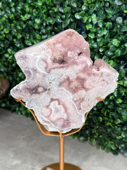 Brazilian Pink Amethyst Freeform with Gold Stand