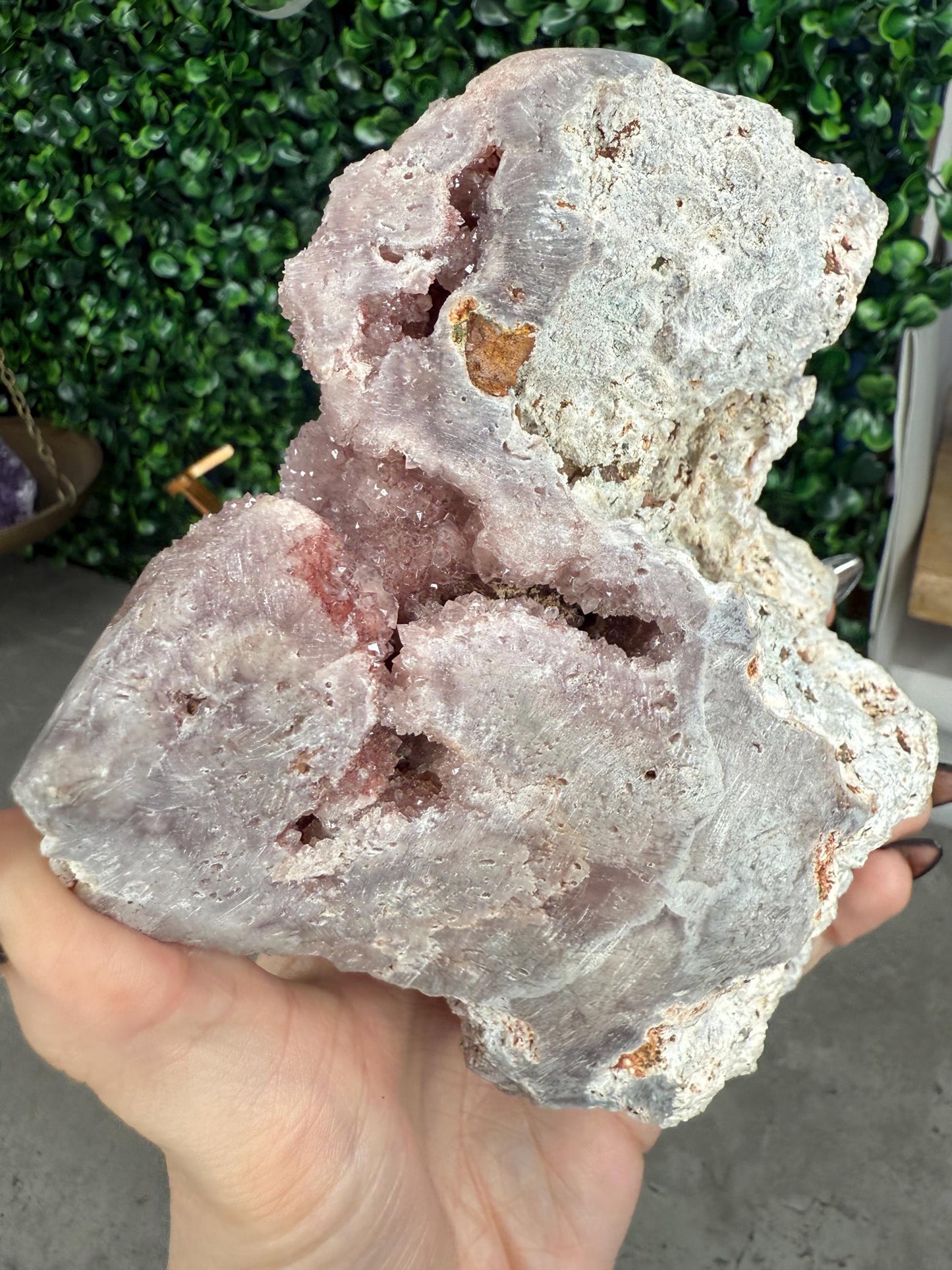 Brazilian Pink Amethyst Freeform with Gold Stand
