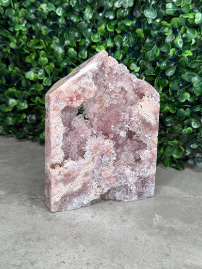 Full Druzy Large Pink Amethyst Tower with flower from Brazil