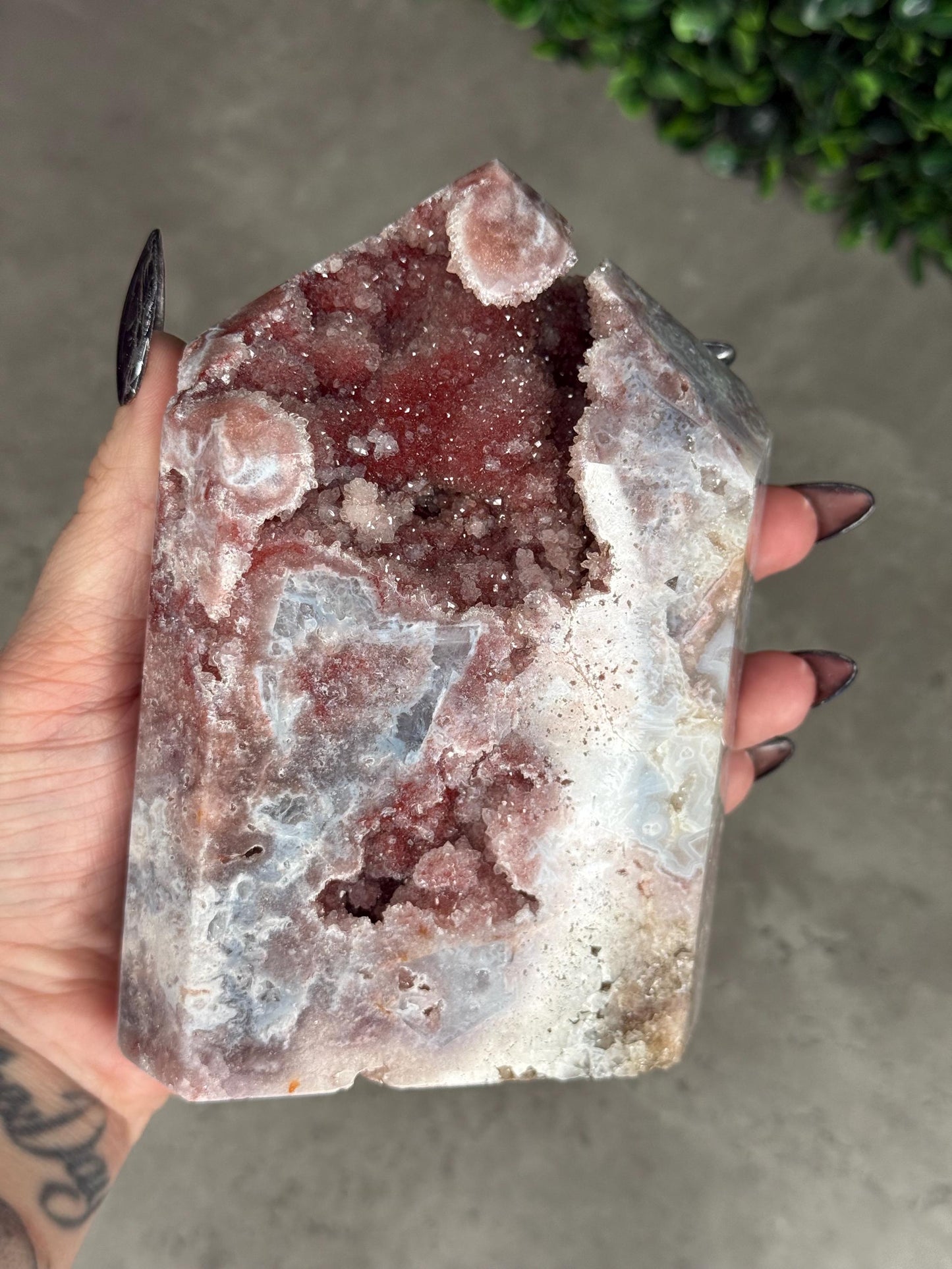 Rare Red Pink Amethyst Druzy Crystal Tower