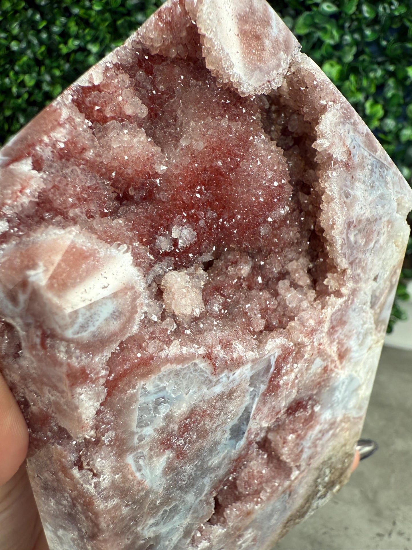 Rare Red Pink Amethyst Druzy Crystal Tower