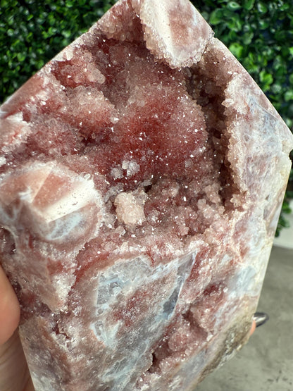 Rare Red Pink Amethyst Druzy Crystal Tower