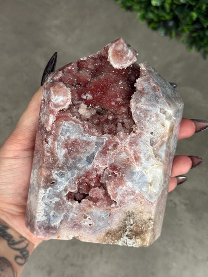 Rare Red Pink Amethyst Druzy Crystal Tower