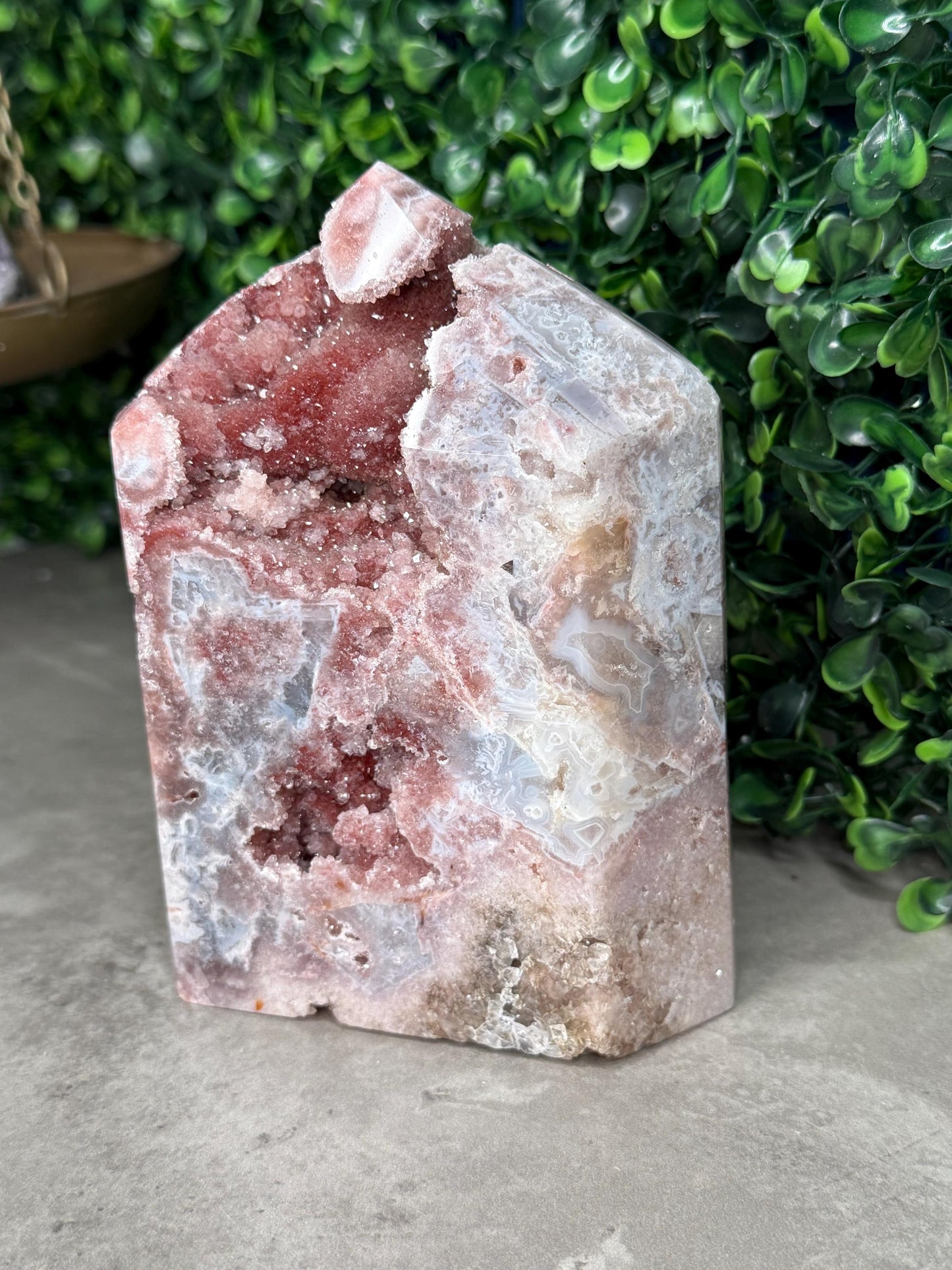 Rare Red Pink Amethyst Druzy Crystal Tower