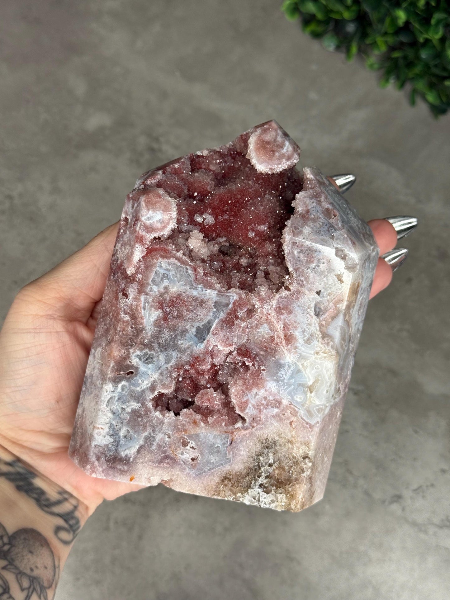 Rare Red Pink Amethyst Druzy Crystal Tower