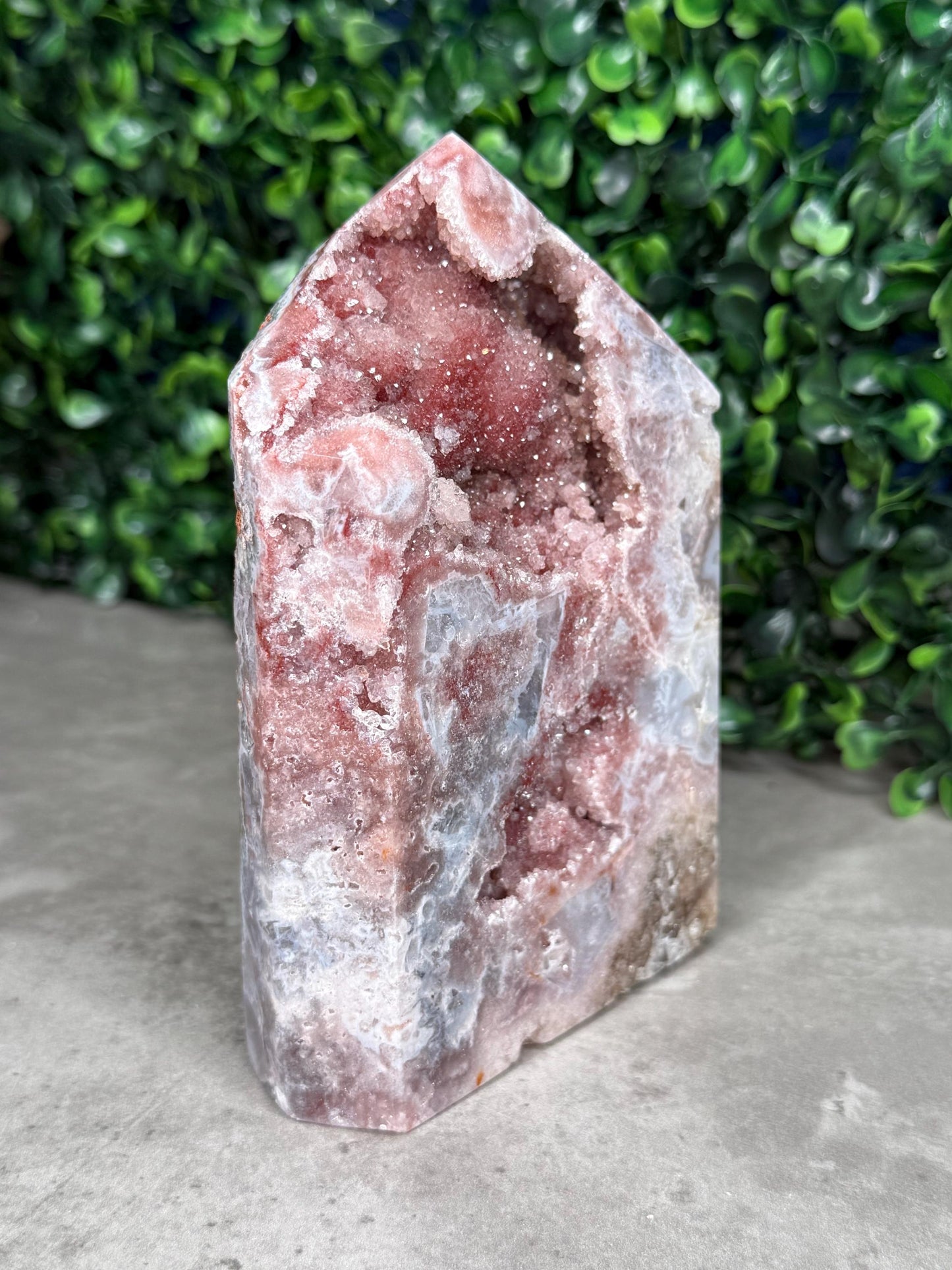 Rare Red Pink Amethyst Druzy Crystal Tower
