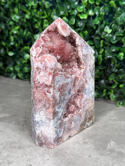 Rare Red Pink Amethyst Druzy Crystal Tower