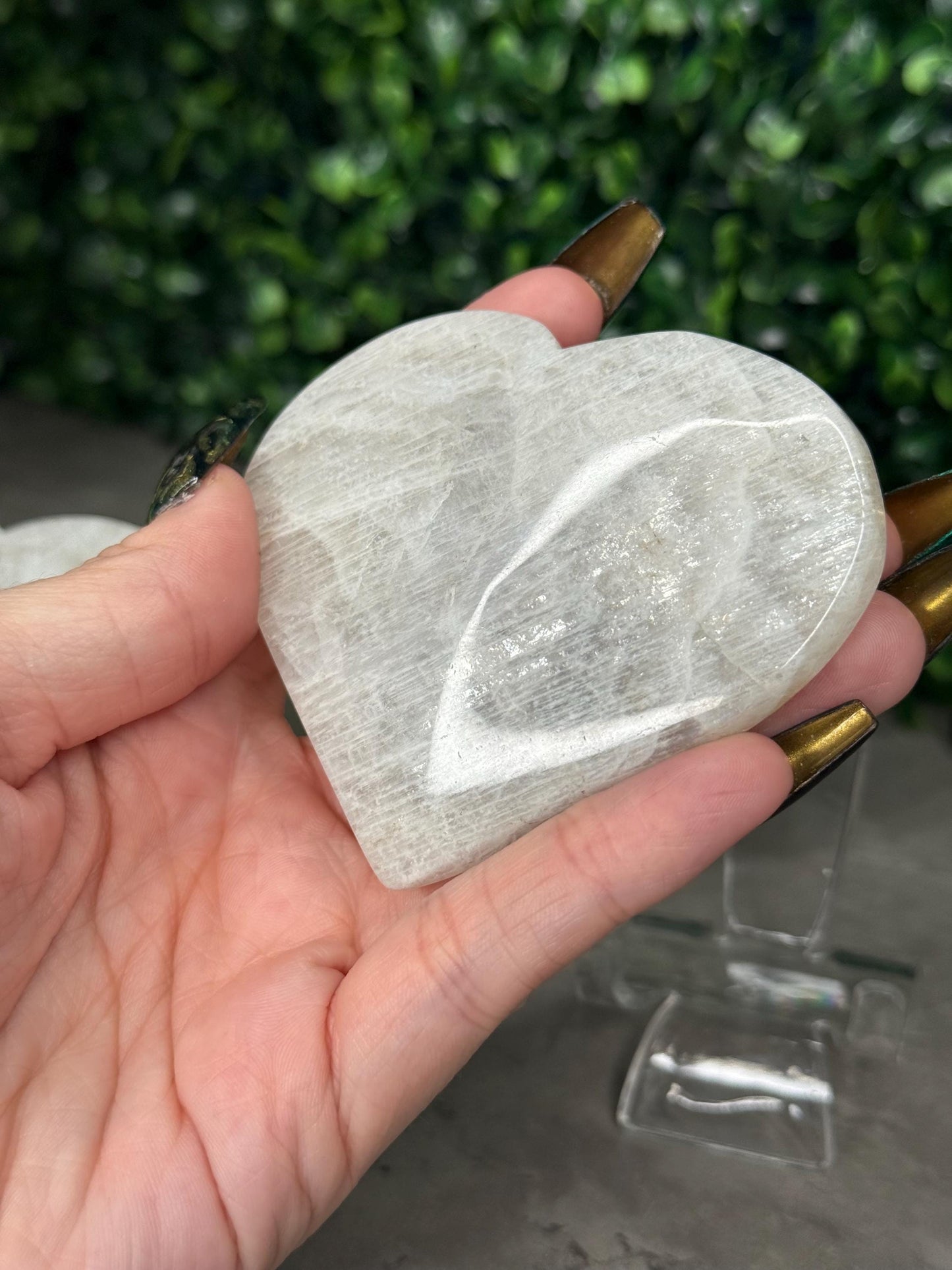 Grey Moonstone Heart Crystal Carvings