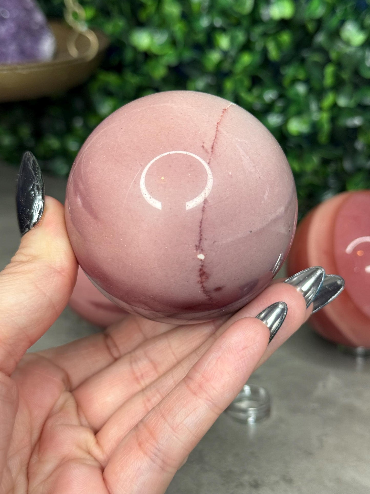 Pink Mookaite Crystal Spheres