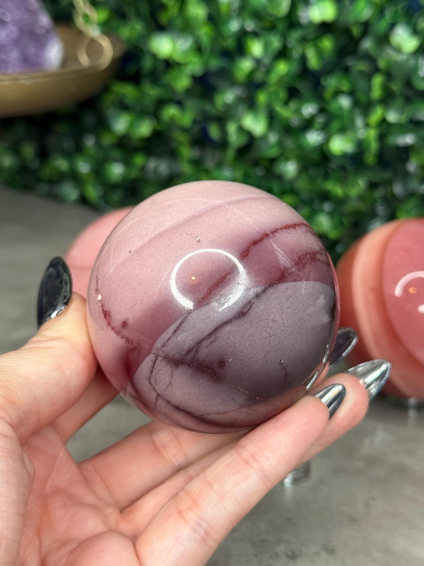 Pink Mookaite Crystal Spheres